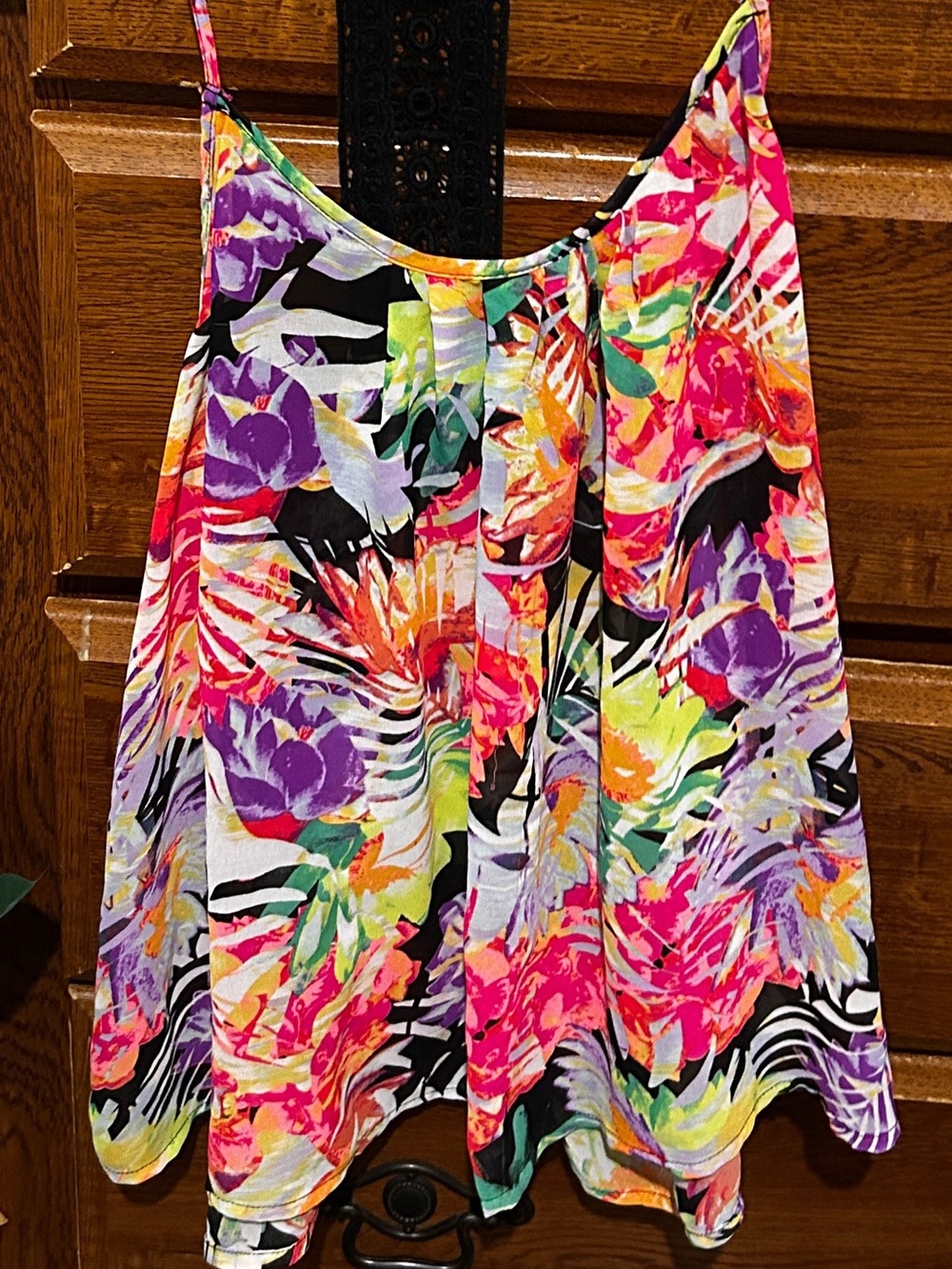 Vibrant Tropical Floral Spaghetti Strap Tank - Multicolor